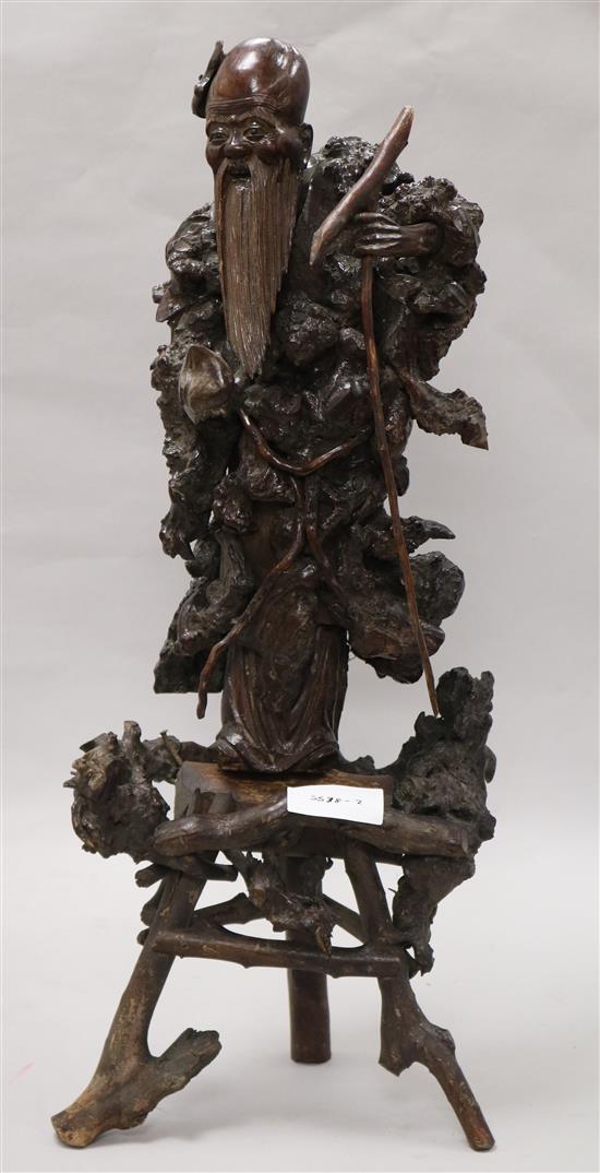 A Chinese rootwood figure 58cm.